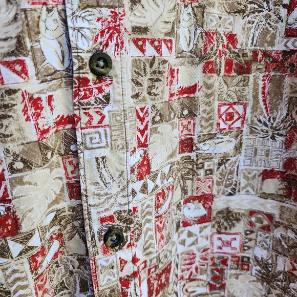 Columbia Shirt Mens Size 4X Short Sleeve Button Fish Palm Trees Red Hawaiian - Picture 14 of 16